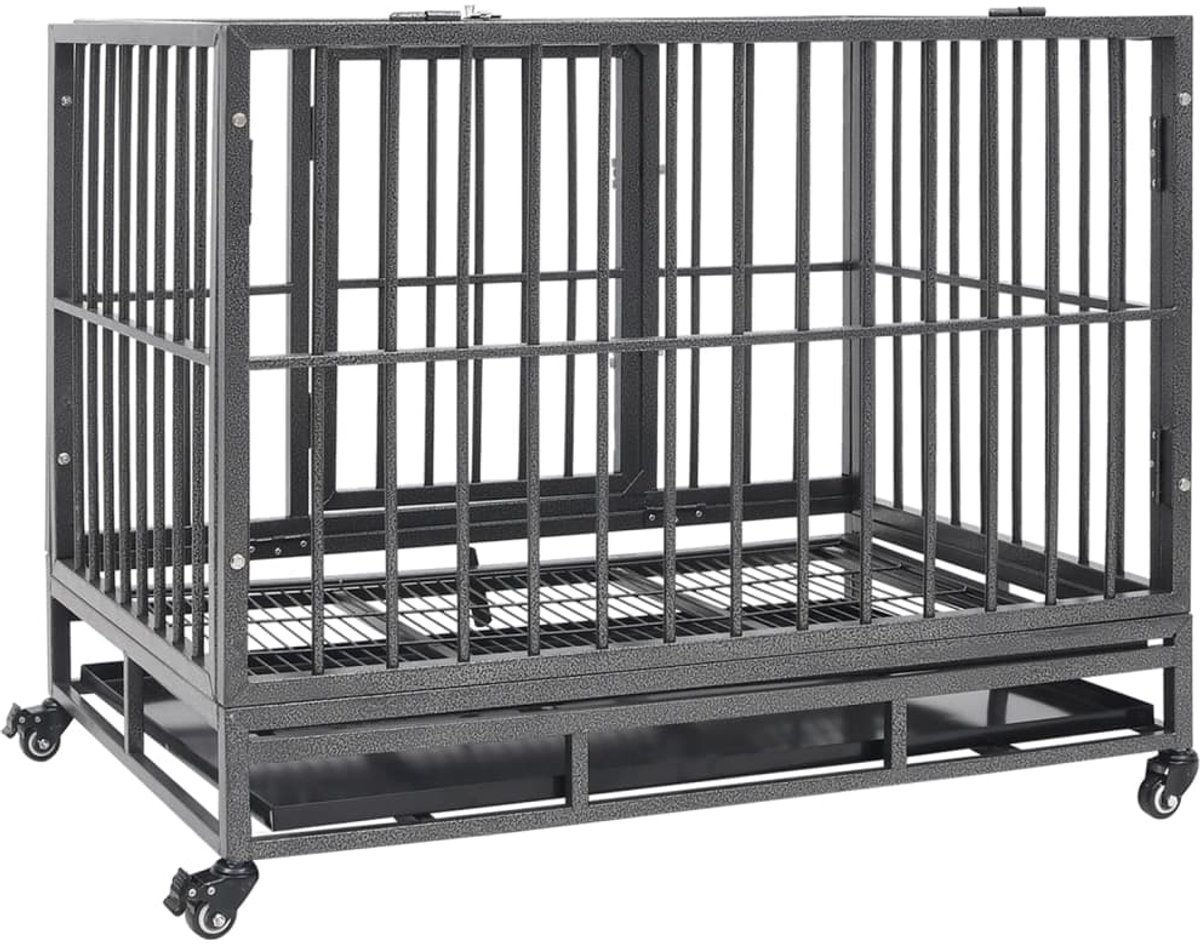 Hondenbench - Bench – Voor Honden – Met wieltjes - 102 × 72 × 85 cm - Zilverkleurig