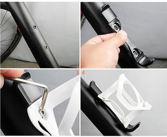 Flessenhouder Fiets - Stuurhouder Beker - Hydratatie Onderweg - Verstelbaar Ontwerp - 17 x 8 x 8 cm - Wit — afbeelding 5