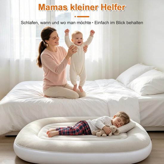 Kinderluchtbed - Opblaasbaar matras - Reisbed - Inclusief handpomp - 102x83 cm - Blauw — afbeelding 2