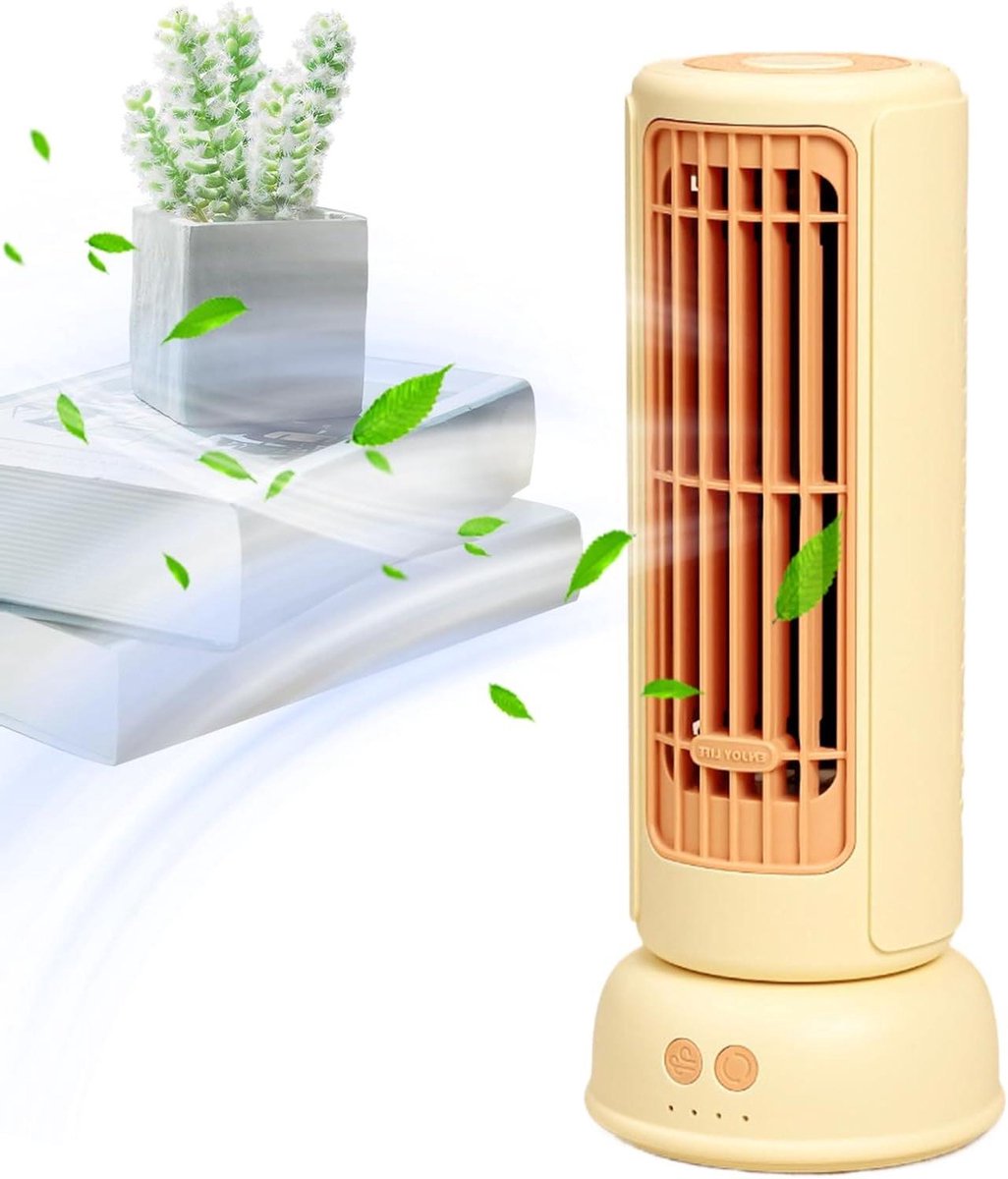 Toren Ventilator - Draagbare Ventilator - Frisse Lucht - 3 Snelheden - 26 cm Hoog - Geel