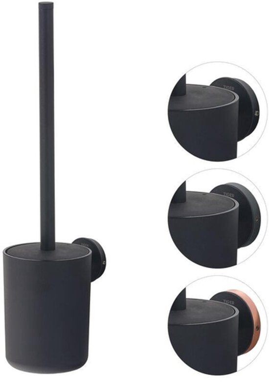 Tiger Urban - WC borstel met houder - Toiletborstel - Wandmontage - Zonder boren - Zwart