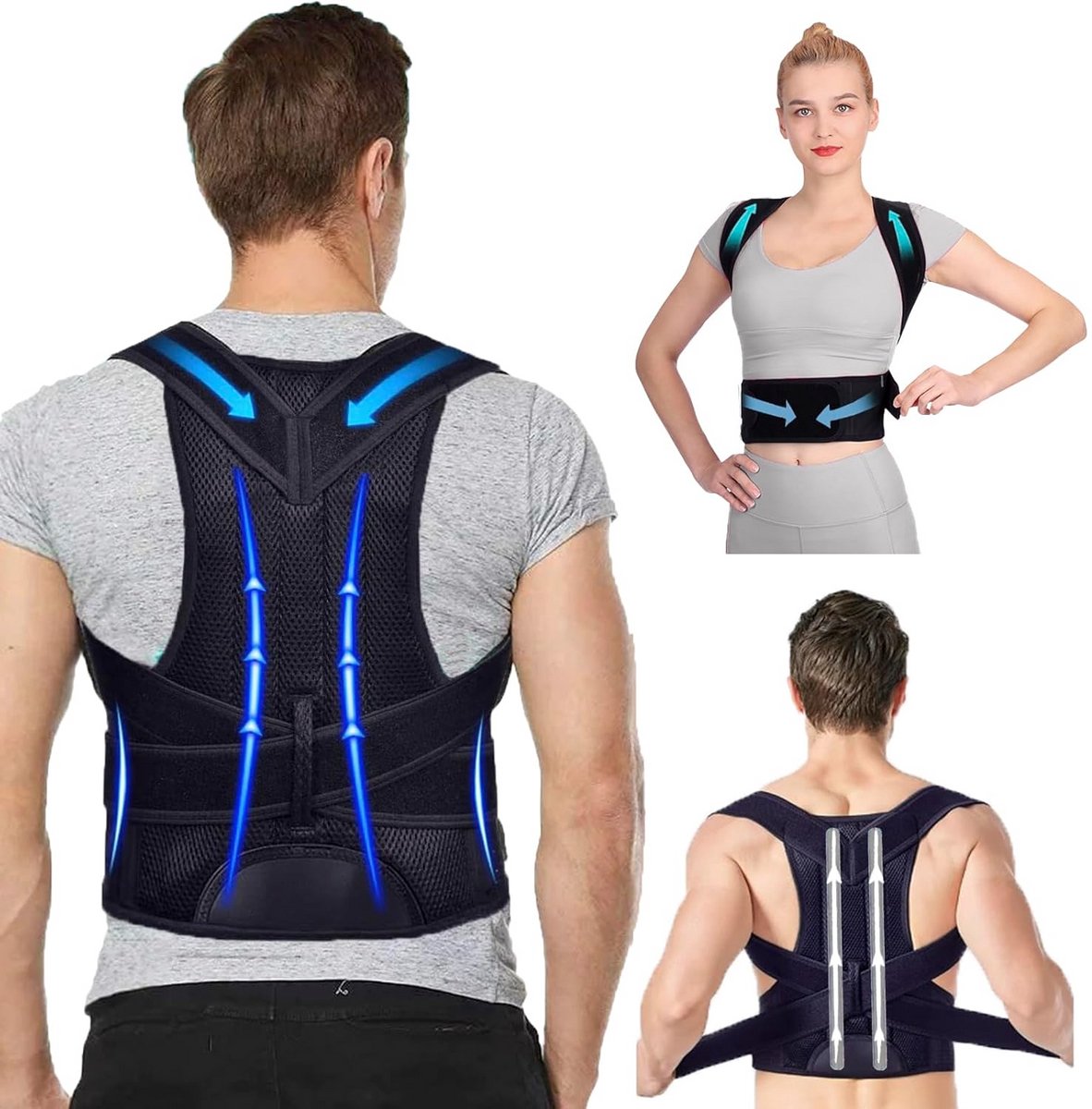 Back Brace Comfortable and Adjustable Back Support Belt, Posture Correction, Back for Men and Women, Open Your Shoulders