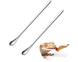 2 stuks zilveren kuif gekko voedsel menglepel reptielen roeren voedsel voedinglepel geschikt voor kuifgekko's, hagedissen, baardraken, kameleons en andere reptielen en amfibieën