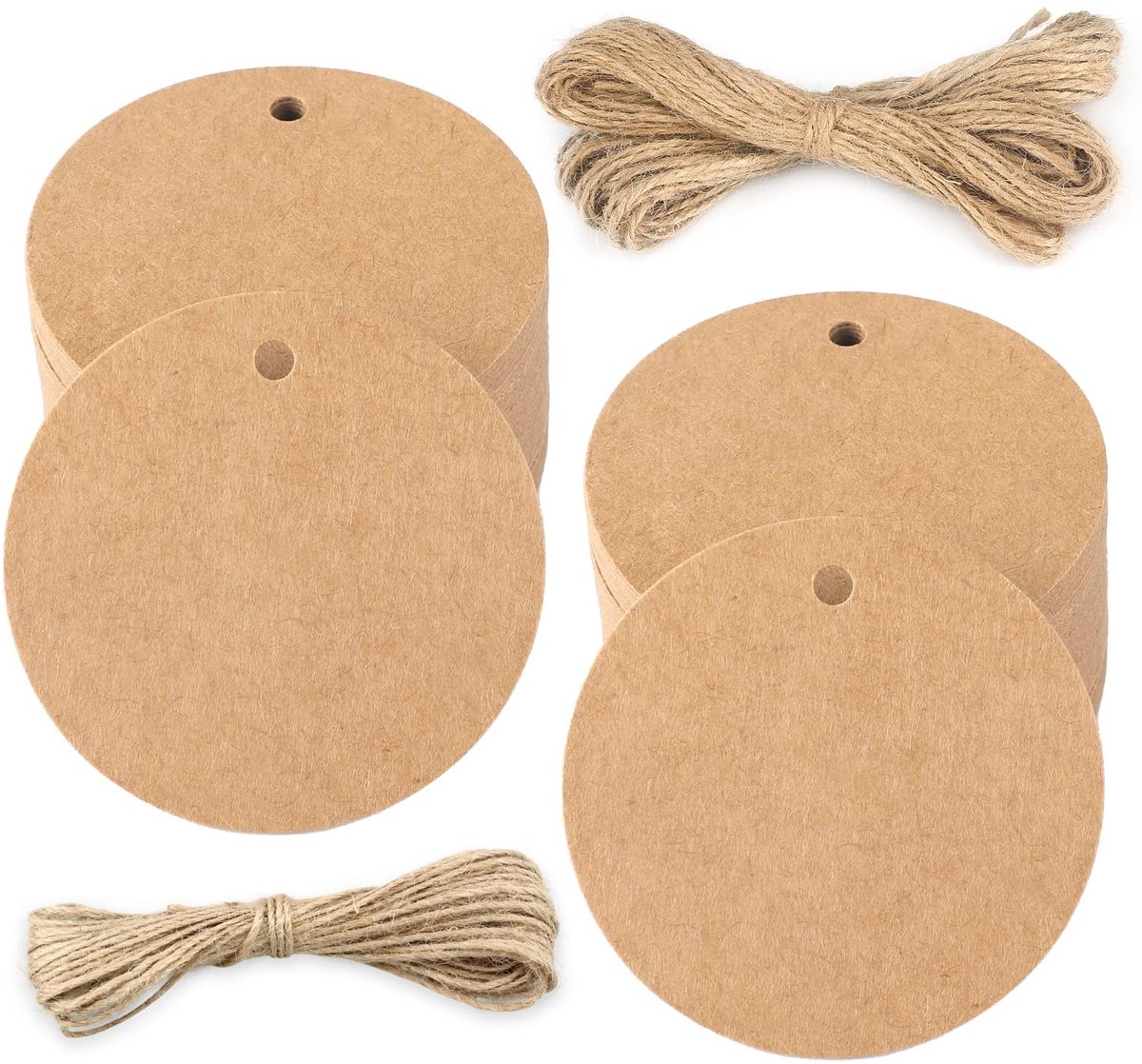 SPHProducts - Gunst Cadeaulabel - Kraftpapier Labels - Perfect voor Handvaardigheid - Bruin - Jute Koord - Vintage Knutselwerk - 200 Stuks
