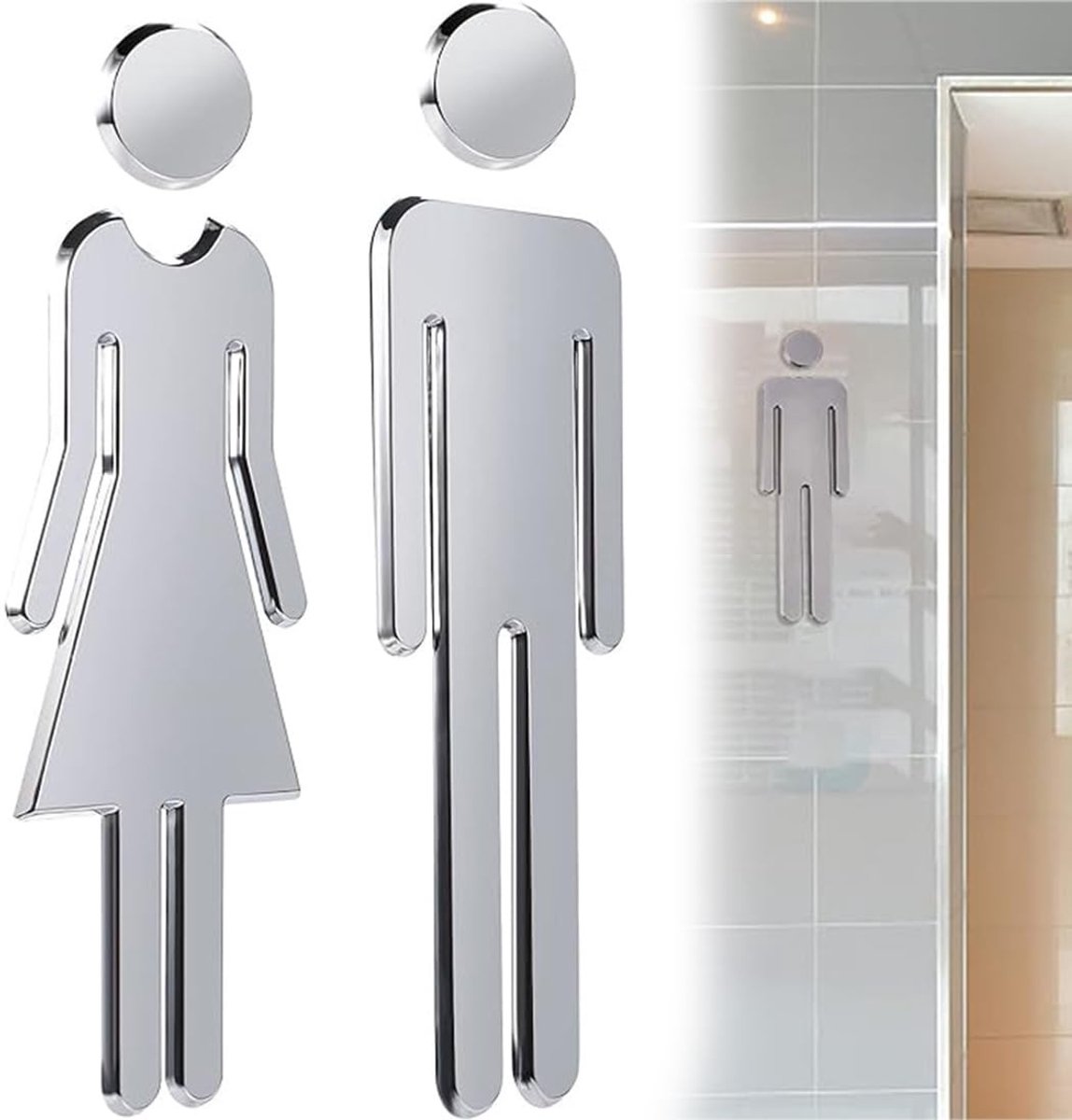 aladdien - wc-bordjes - toiletstickers - gemakkelijk te identificeren - zilver - naamplaatje - geschikt voor heren en dames - 20 cm