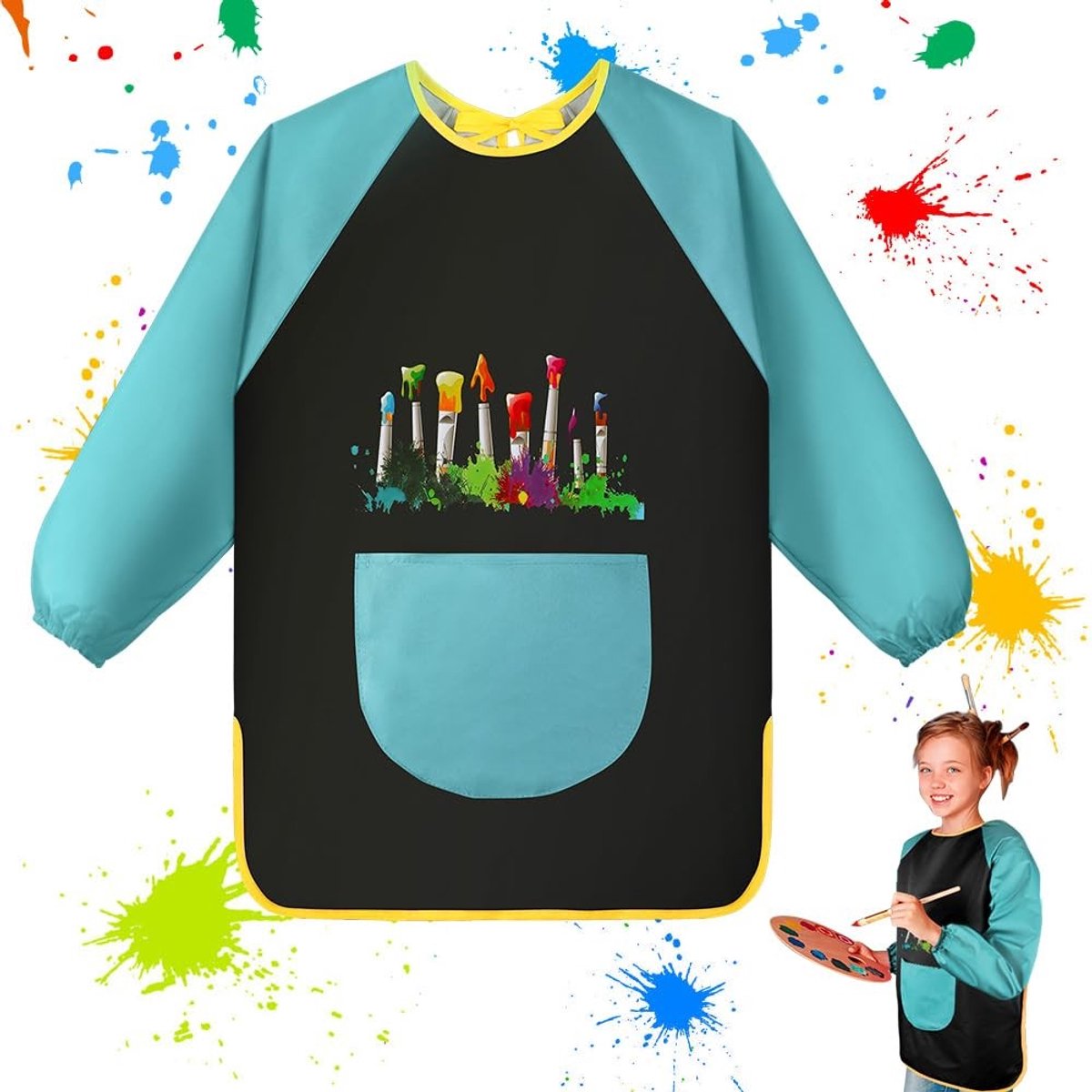 VT Goods - Schilderschort voor kinderen - Kinderschort met zakken - Waterdicht en kleurrijk - Geschikt voor kunst en koken - 7-12 jaar - Perfect voo..