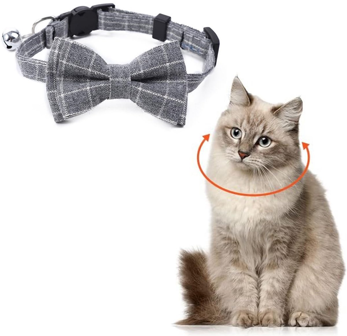 ONF3 - Kattenhalsband - Veiligheidshalsband - Snelsluiting - Grijs - Katten en puppy's - Verstelbare maat 18-28 cm - Geschikt voor kittens en kl...