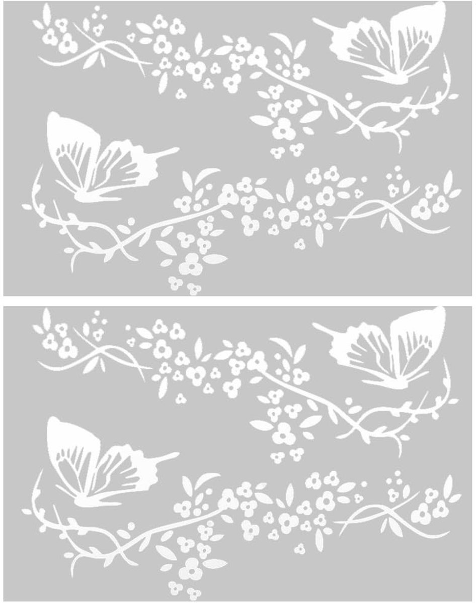 aladdien - Bloemen-Vlinder-Sticker - Reflecterende Vinyl - Waterdichte Sticker - Wit - Auto Vrachtwagen Sticker - Wanddecoratie - Laptop Sticker