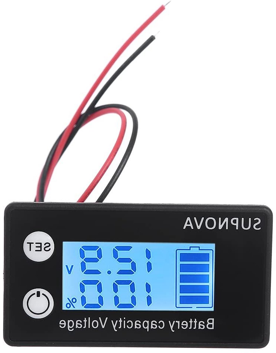 Batterij Monitor - Capaciteitsmeter - Spanning Controleren - Blauwe Achtergrondverlichting - 7-68V - Wit