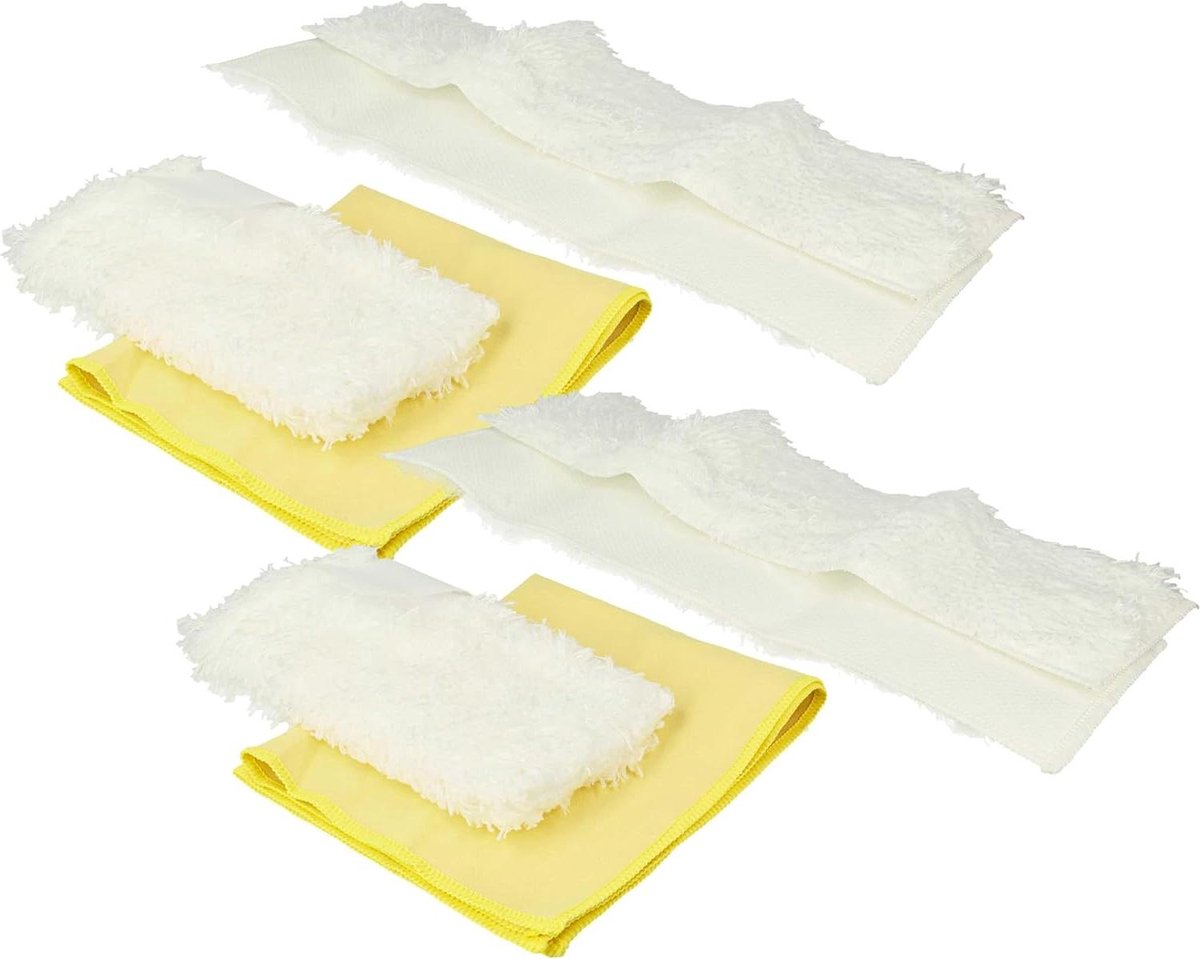 Stoomreiniger accessoireset - Vervangingsdoeken pads - Hygiënisch schoonmaken - 8-delige set - Verschillende maten - Wit geel