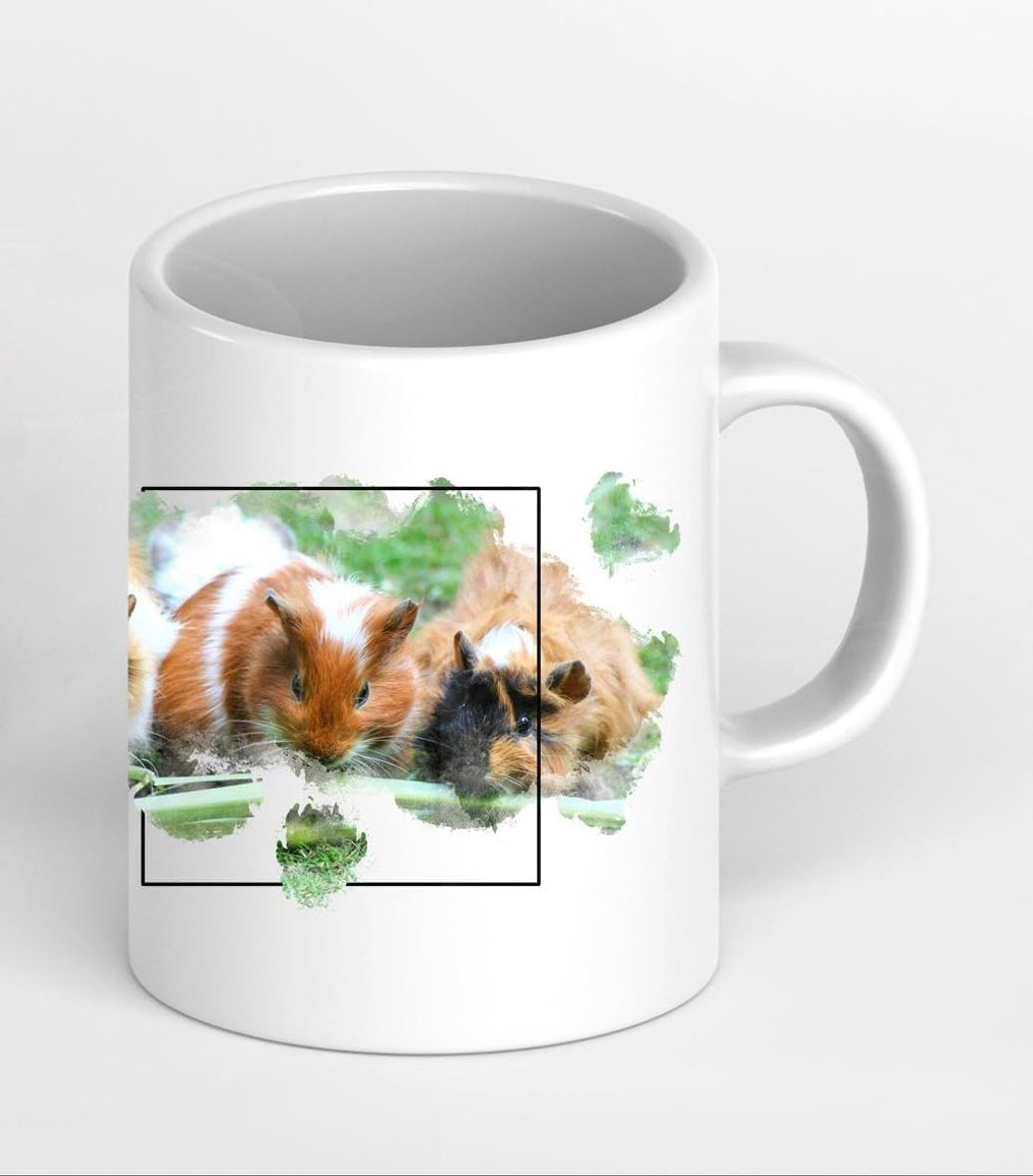 Leuke mok - Keramische beker - Ochtendkoffie Genieten - Krasbestendig motief - 300 ml - Wit