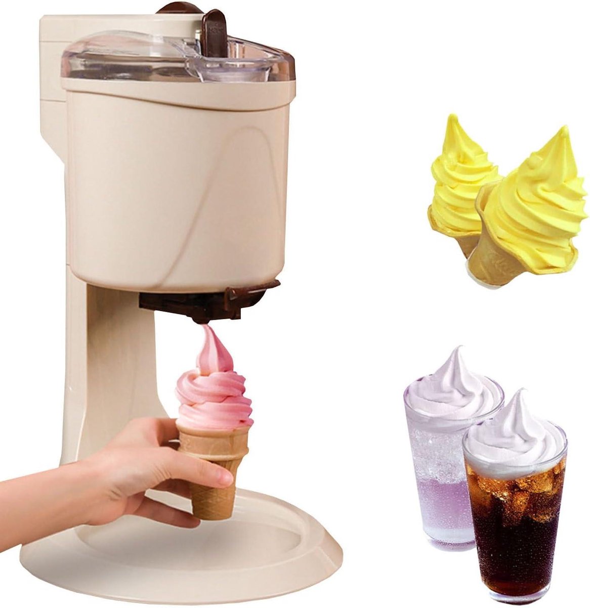 IJsmachine voor thuis - Dessertmaker Sorbetmaker - Zelf ijs maken - Snelle bereiding 10 min - 1000ml inhoud - Wit