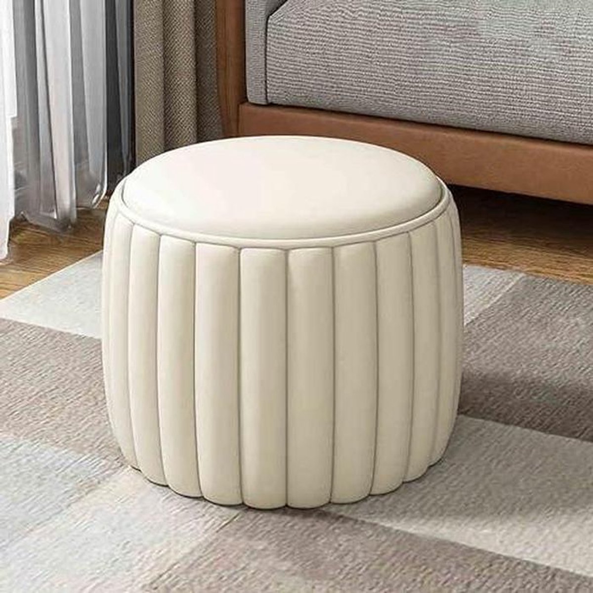 Voetenbankje Ottomaans - Poef Krukje - Extra zitplaats - Handgemaakt vakmanschap - 30x30x30 cm - Wit