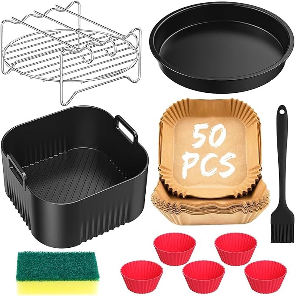 11-delige siliconen accessoireset voor heteluchtfriteuse