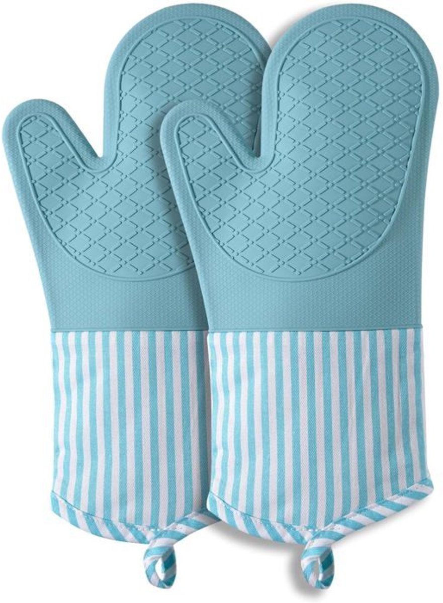Twee ovenwanten (siliconenmateriaal), blauw