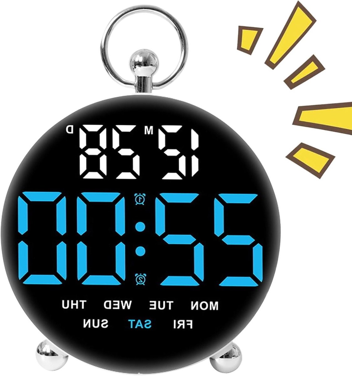 Digitale wekker - LED klok - Dubbel alarm - USB oplaadpoort - 147 x 65 cm - Zwart