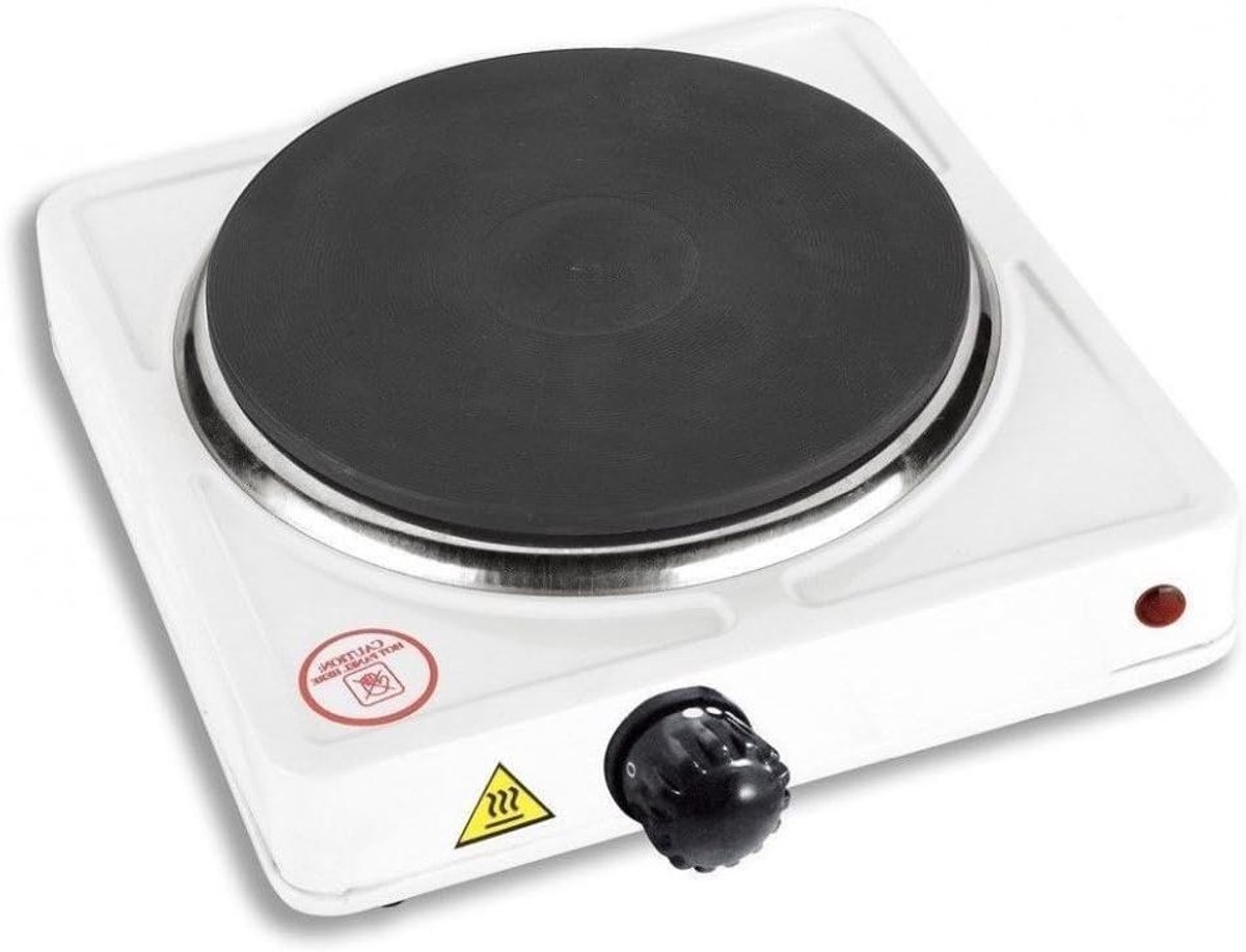 Elektrisch fornuis - Draagbare kookplaat - Koken onderweg - Gietijzeren plaat - 185 mm plaat - Wit