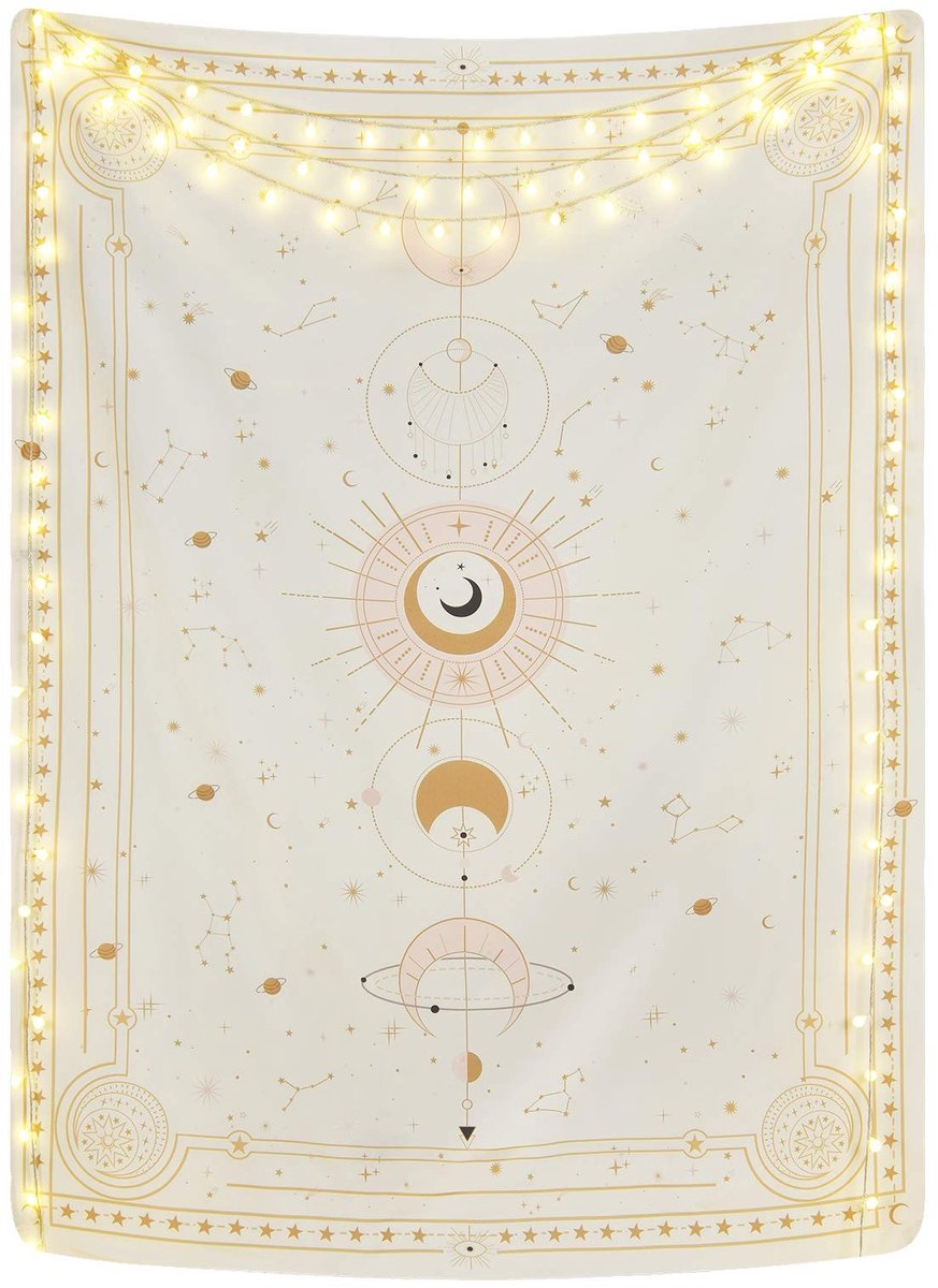 aladdien - Wandtapijt met Maanfases - Unieke Muurdecoratie - 150x130 cm - Astrologie en Tarot - Perfect voor Slaapkamer en Woonkamer