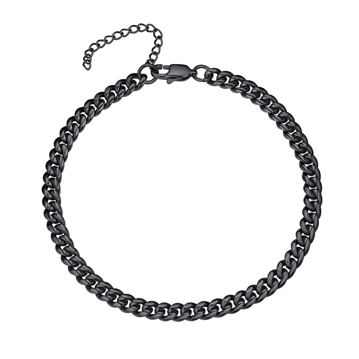 PROSTEEL Dames Zwarte RVS Kettingarmband - Verstelbaar Cuban/Figaro/Rope Anklet in Geschenkdoos