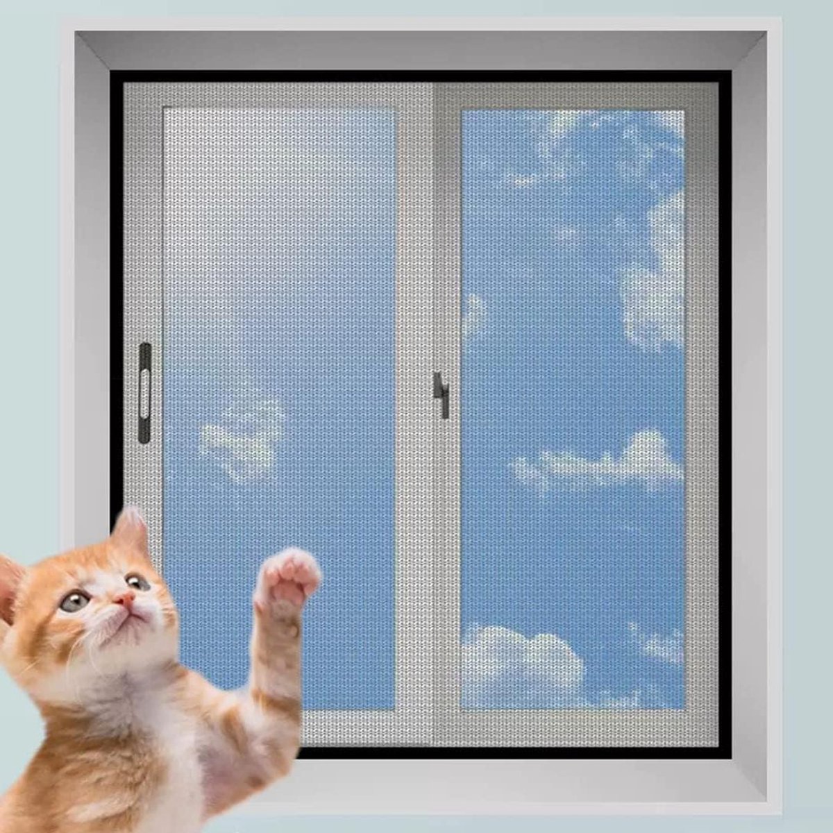 Raam Hor - Vliegenraam - Kattenveiligheid - Hoge Zichtbaarheid - 80x120cm - Zwart Grijs