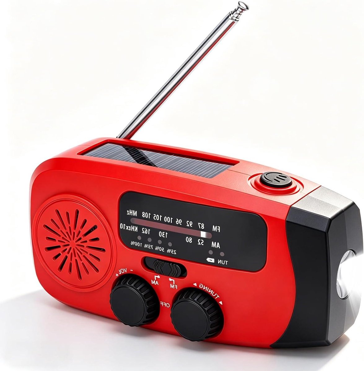 Handslingerradio - Noodradio Zonne-energie - Buitenactiviteiten Kamperen - SOS Alarm Zaklamp - 2000 mAh - Zwart