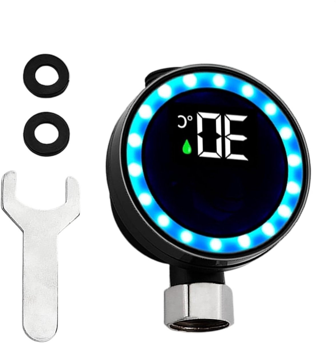Waterthermometer Badkamer - Douche Meter - Veilig Douchen - Hydro-elektrische Technologie - 9.9 cm - Zwart