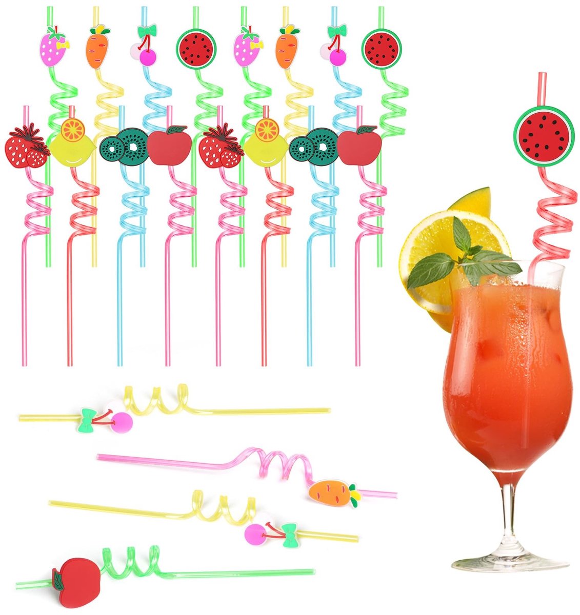 ONF3 - Herbruikbare Drinkrietjes - Kleurrijke Rietjes - Perfect voor Feestjes - 16 Stuks - Uniek Design - Geschikt voor Kinderen en Volwassenen ...