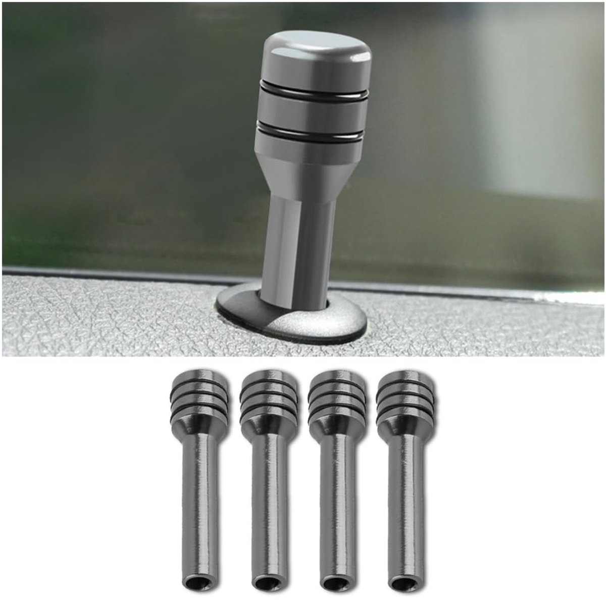 ONF3 - Deurvergrendelingsknoppen - Veiligheidsoplossing - Grijs - Aluminium deursloten - Voor voertuigen - 4 stuks