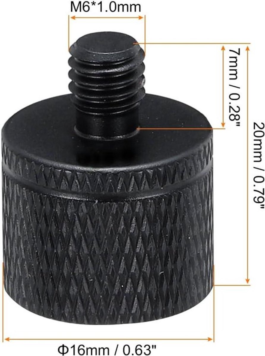 3-delige schroefadapter voor microfoonstandaard, aluminiumlegering, zwart