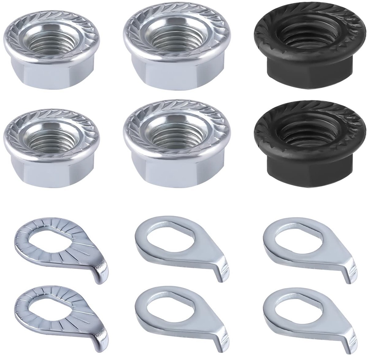 ONF3 - Fietswielmoeren - Veiligheidsring - Koolstofstaal - M8/M9,5/M10 - Fietsaccessoires voor mountainbike - Zilver en zwart