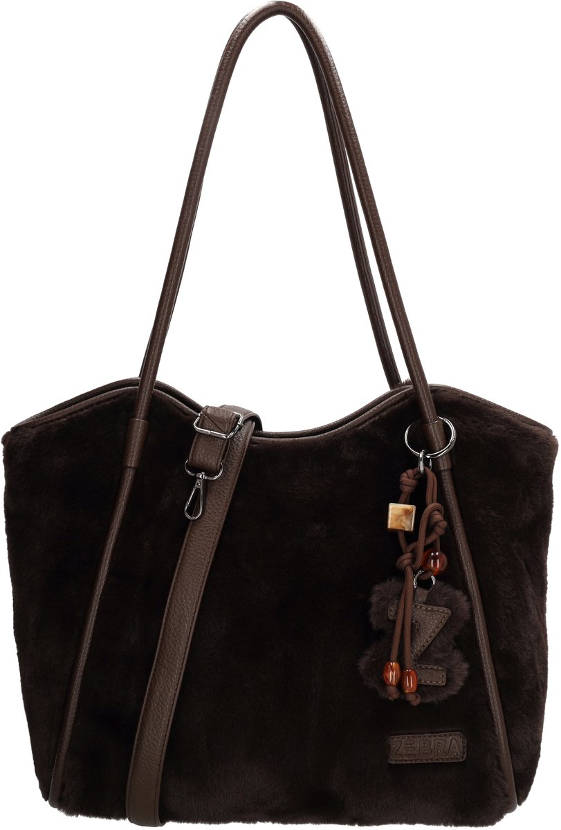 Zebra Trends Jolie Laptoptas - Shopper - 15,6 Inch Laptopvak - Damestas - Bont - Bag Charm - School - Werk - A4tas - Donkerbruin