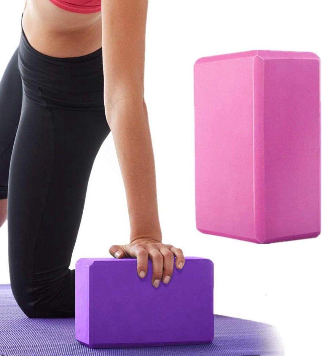 Yoga Blokken Set - Pilates Steun - Oefeningen Verbeteren - Hoge Dichtheid Schuim - 23x15x10 Cm - Roze