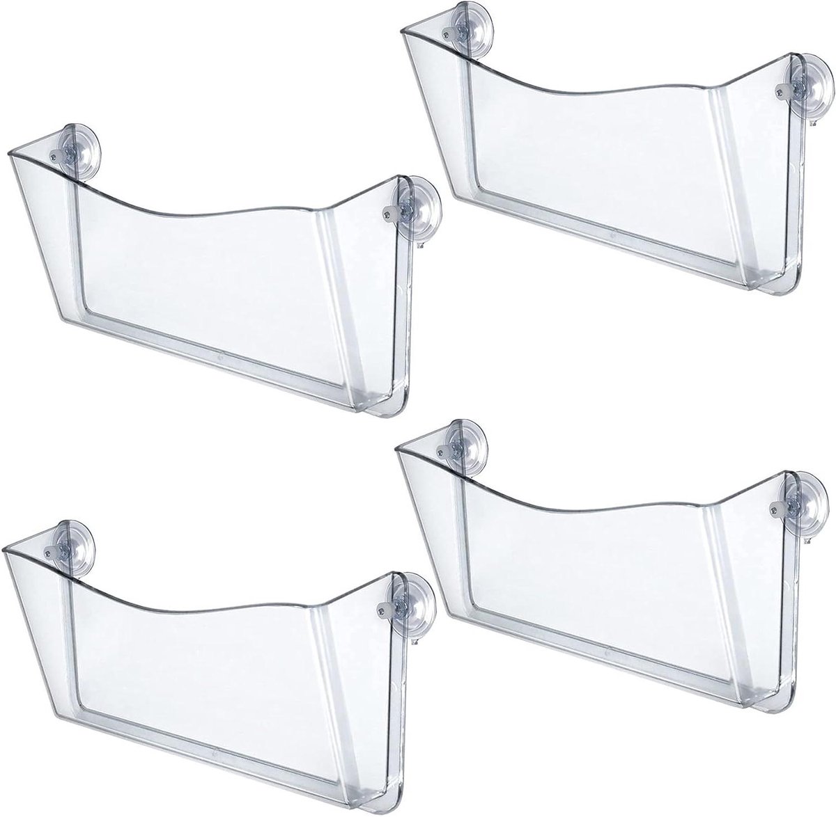 Wandhouder - Opbergvak - Kantoor Organiseren - Met Zuignappen - 4 Pack - Transparant