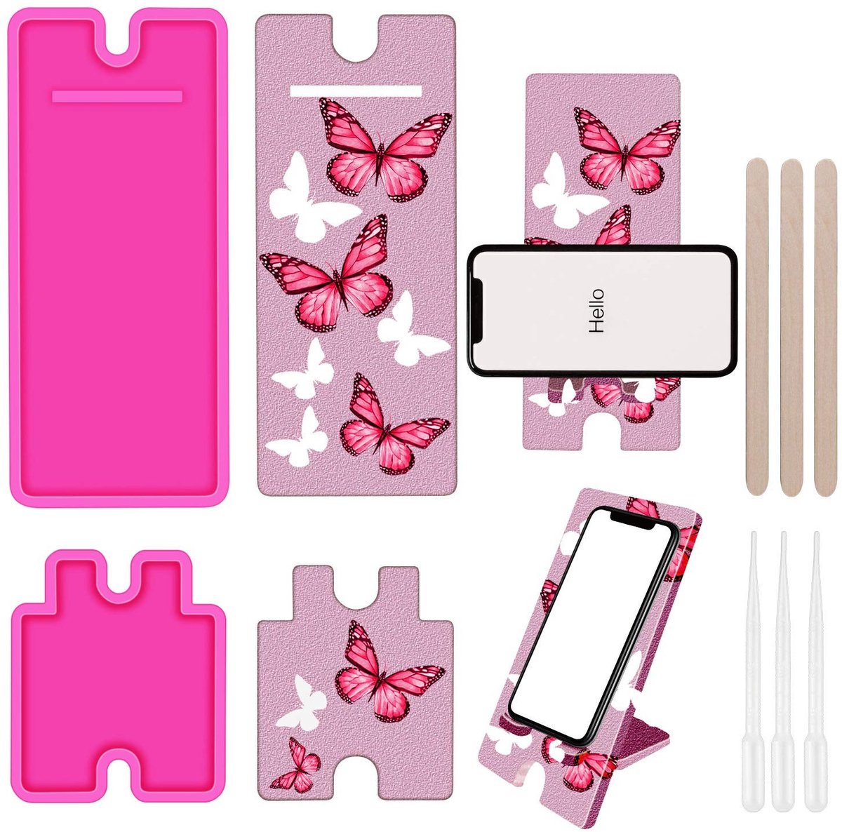 aladdien - Mobiele telefoon standaard - Hars siliconen mal set - Voor doe-het-zelf ambachten - Roze - Mobiele telefoon houder - Creatieve decoratie ...