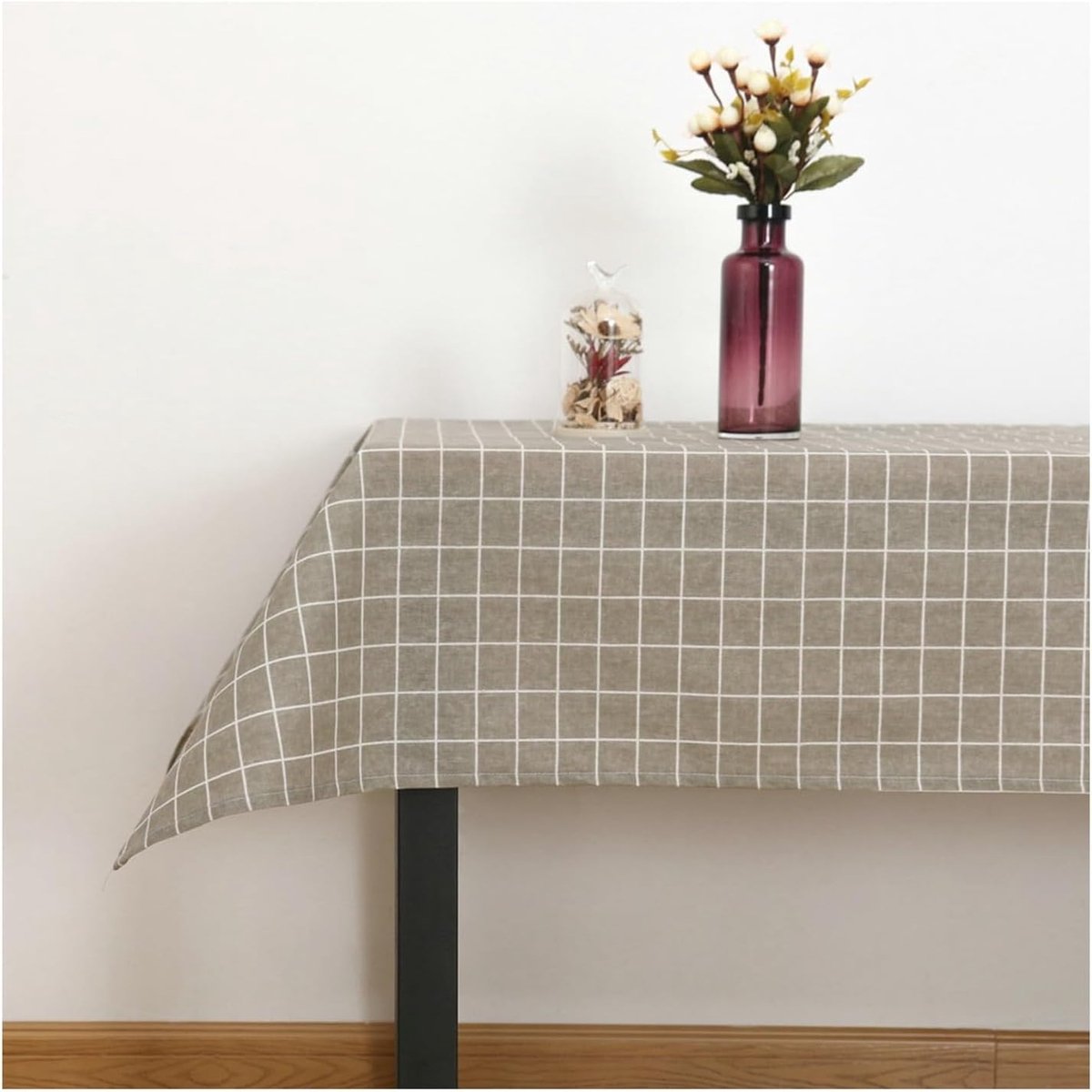Tafelkleed - Rutentafelkleed - Eettafel Decoratie - Katoen Linnen Mix - 140x180 cm - Wit