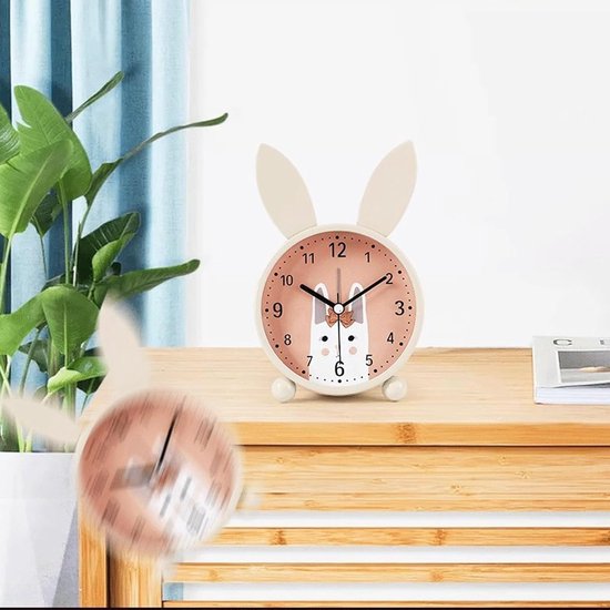 Kinderwekker Konijn - Nachtlamp Klok - Kinderkamer Decoratie - Zacht Nachtlampje - Klein Formaat - Wit — afbeelding 4