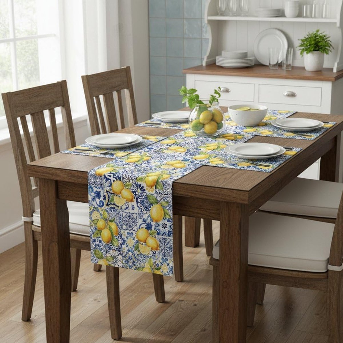 Tafelkleed Citroen - Zomerkleed - Buiten dineren - Robuuste stof - 33x183cm - Geel
