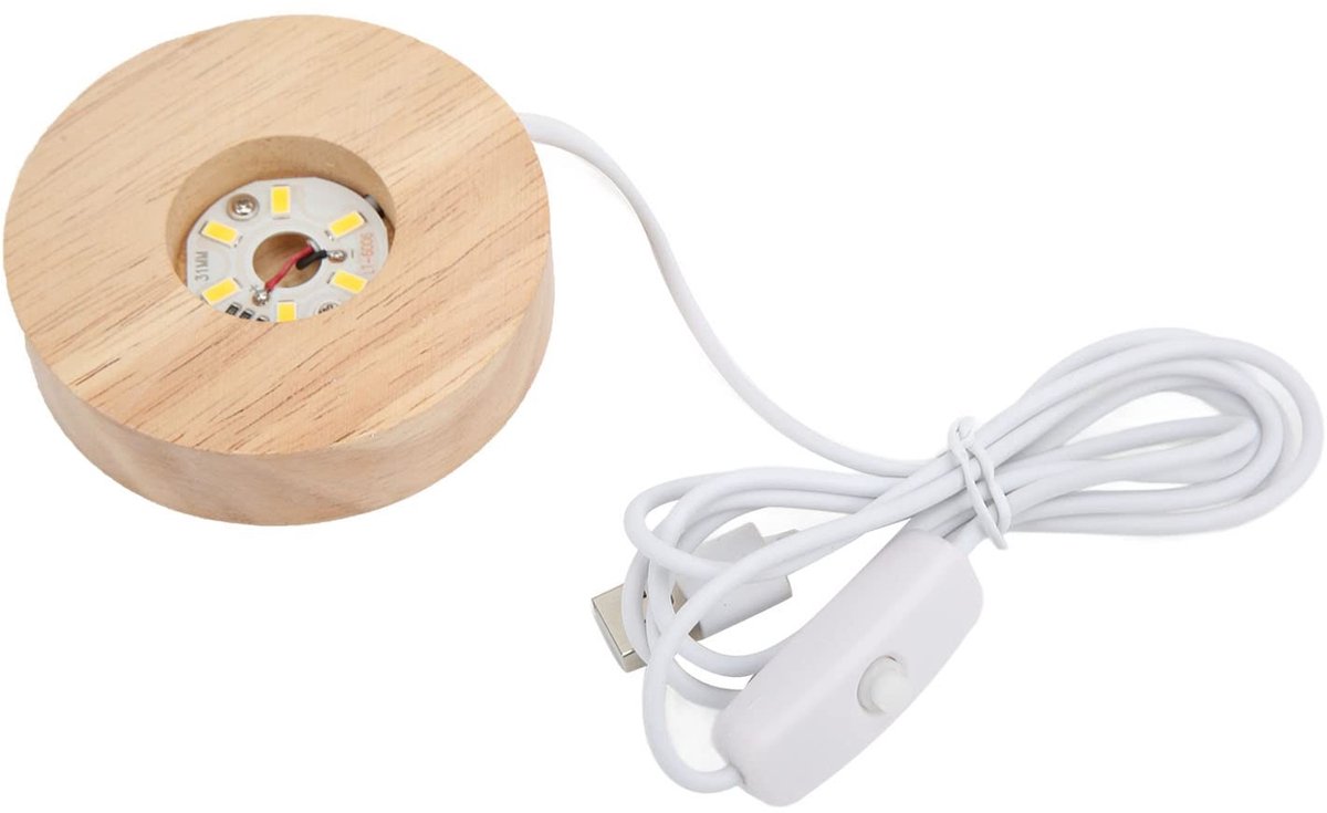 aladdien - LED Lampvoet - Eikenhout - Warm Licht - USB Aansluiting - Energiezuinig - Sfeerverlichting - Ideaal voor Thuis - Houtkleur