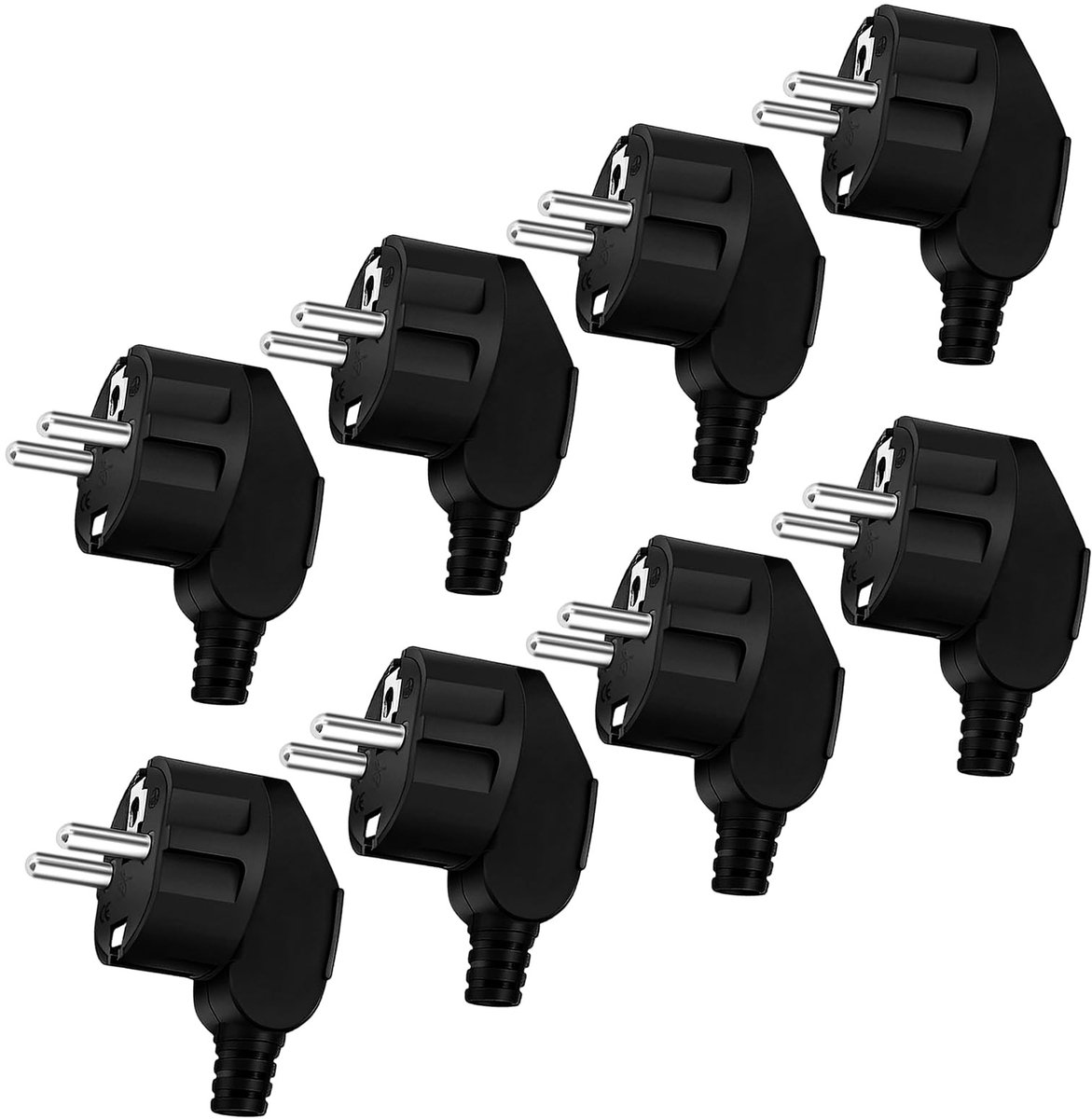aladdien - Schuko Plugs - Euro Plug - Veilig en Duurzaam - Zwart - Power Plug - Ideaal voor Huishoudelijke Apparaten - 8 Stuks
