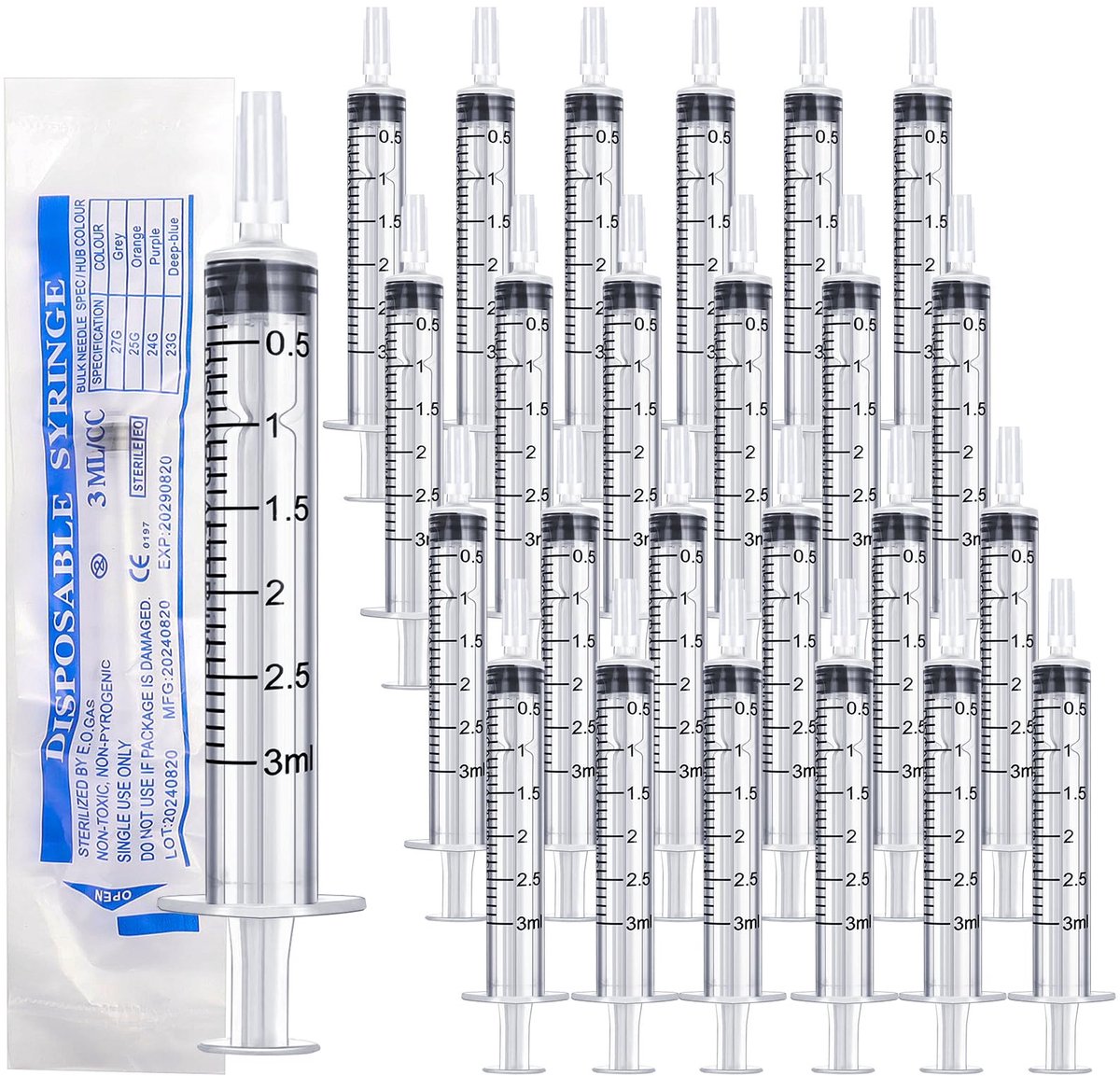 ONF3 - Disposable Syringes - 3 ml Syringes - Geschikt voor dierenvoeding - 60 stuks - Medische spuiten - Voor laboratorium en irrigatie