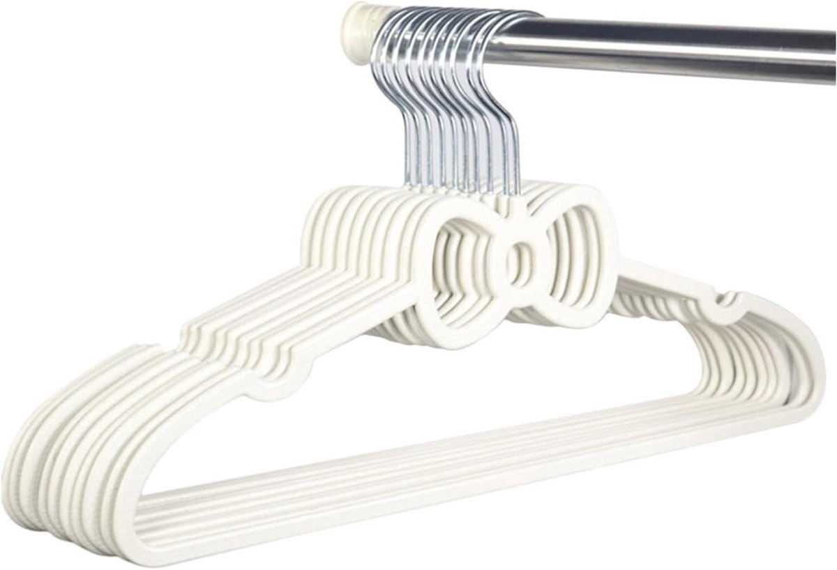 Kledinghangers 10 stuks - Hangers kleding - Kast organiseren - Stevig en sterk - Één maat - Wit