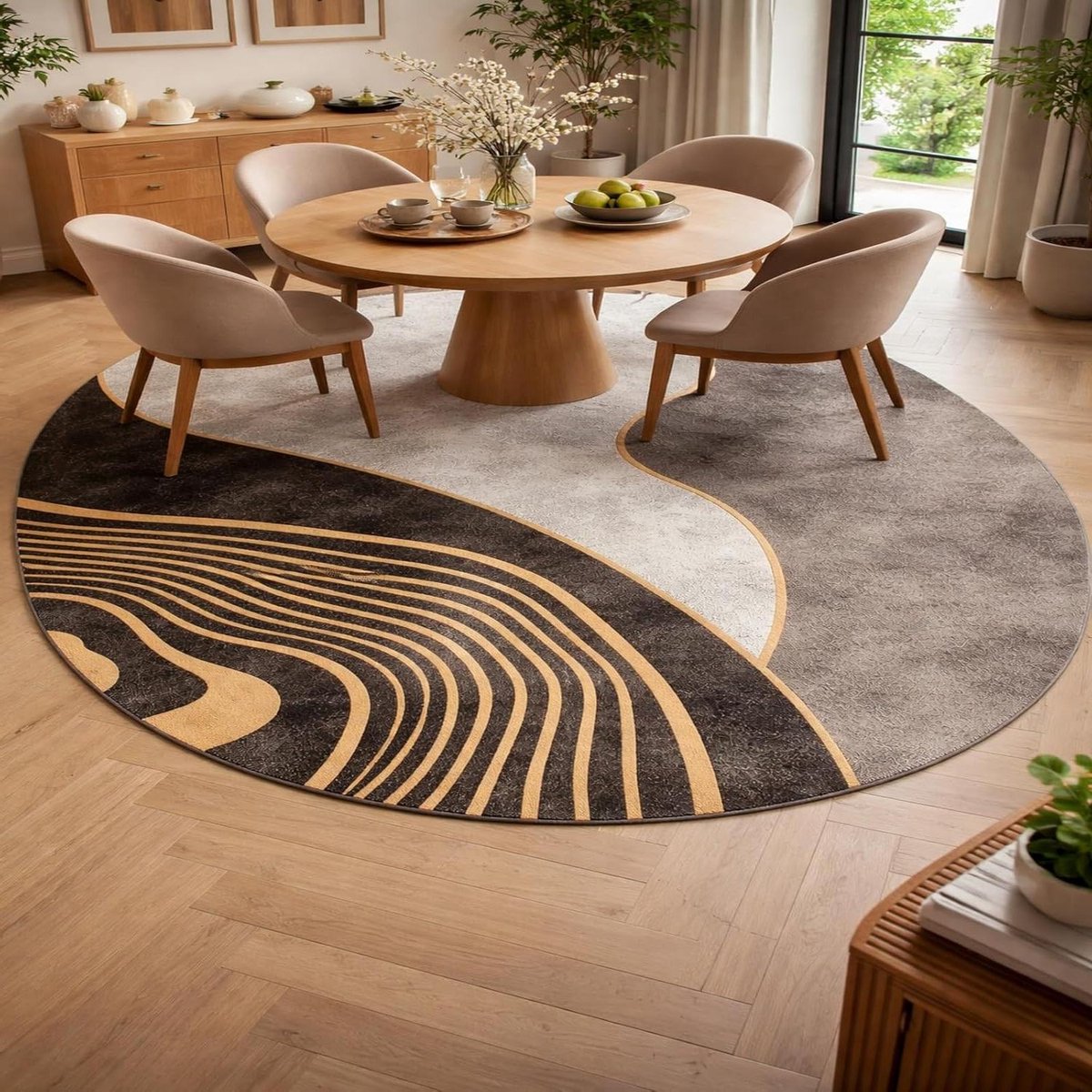 Ovaal vloerkleed - Moderne vloerbedekking - Woonkamer decoratie - Zacht laagpolig design -