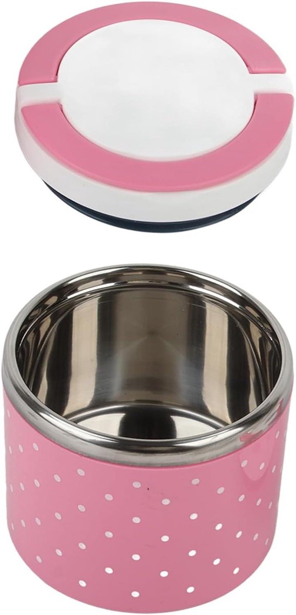 Voedsel thermofles - Lunch container - Warm eten meenemen - Dubbele handvatten - 630 ml - Roze