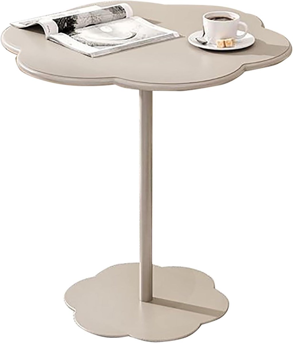 Buiten bijzettafel - Rond metaal tafeltje - Terras en tuin - Roestvrij staal - 50 x 50 x 32cm - Beige