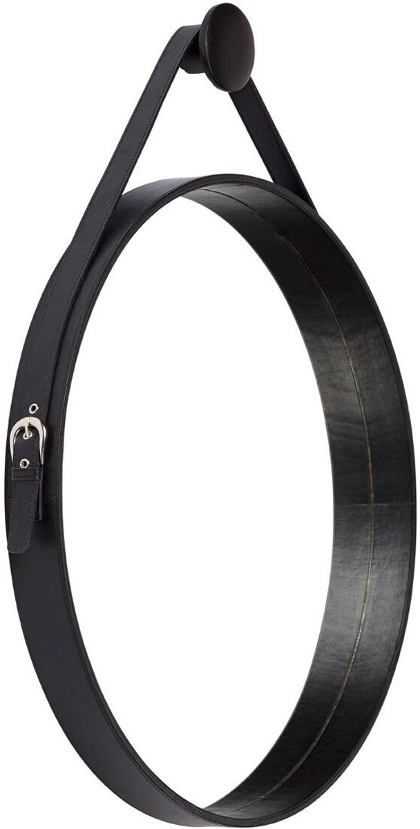 Sheepskin House Leren Spiegel - D60 cm Black