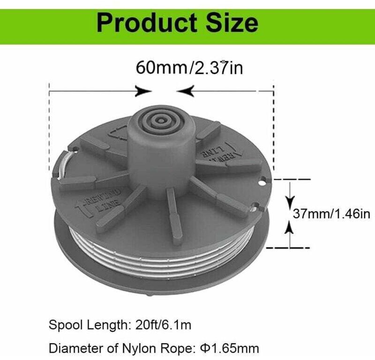 Geschikt geschikt voor Gardena grasmaaierspoelen, 3-pack, geschikt voor Turbo grasmaaier 5307-20, 6 geschikt voorer kabellengte.