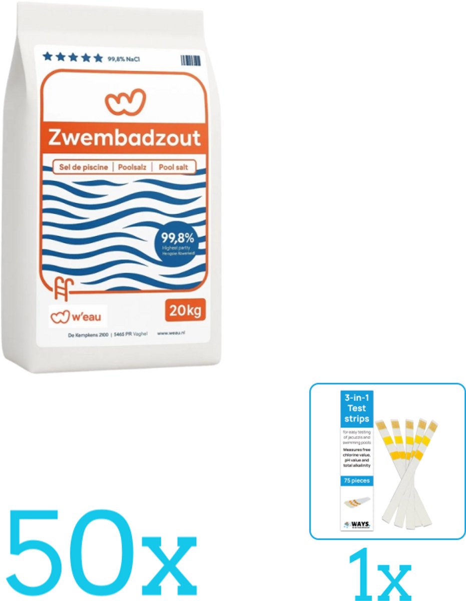 WEAU - Zwembadreinigingsmiddel - Zwembadzout - 20 kg - Volumebundel - Zwembadzout - 50-delig