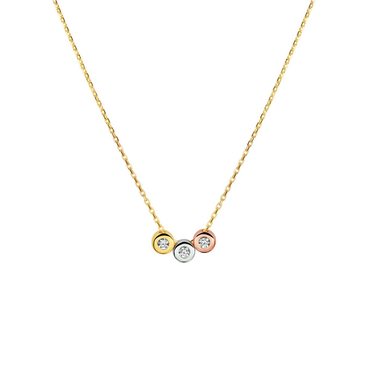 Collier tricolor zirkonia 42 - 44 - 46 cm