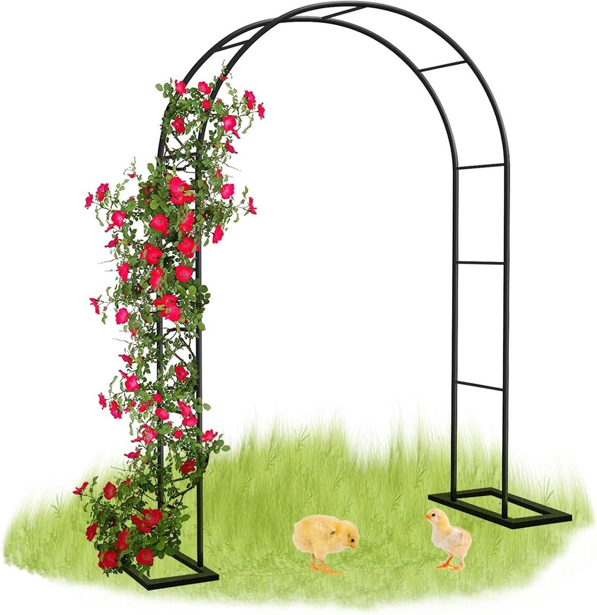 Tuinboog Metaal - Rozenboog Klimplanten - Tuin Decoratie - Gegalvaniseerd Staal - 220 cm Hoog - Zwart