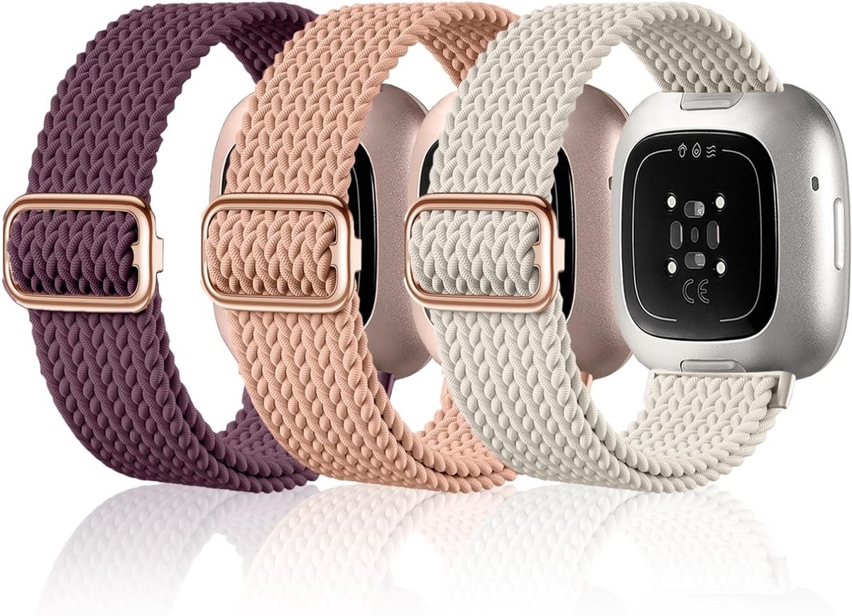 Leren Armband Geschikt voor Fitbit Versa 3/Versa 4/Sense/Sense 2 met RVS Sluiting - Sportieve Vervangband voor Dames en Heren - Zwart